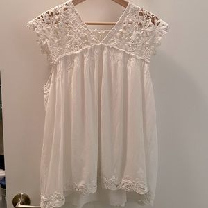 Johnny Was  White lace design peasant top, M.